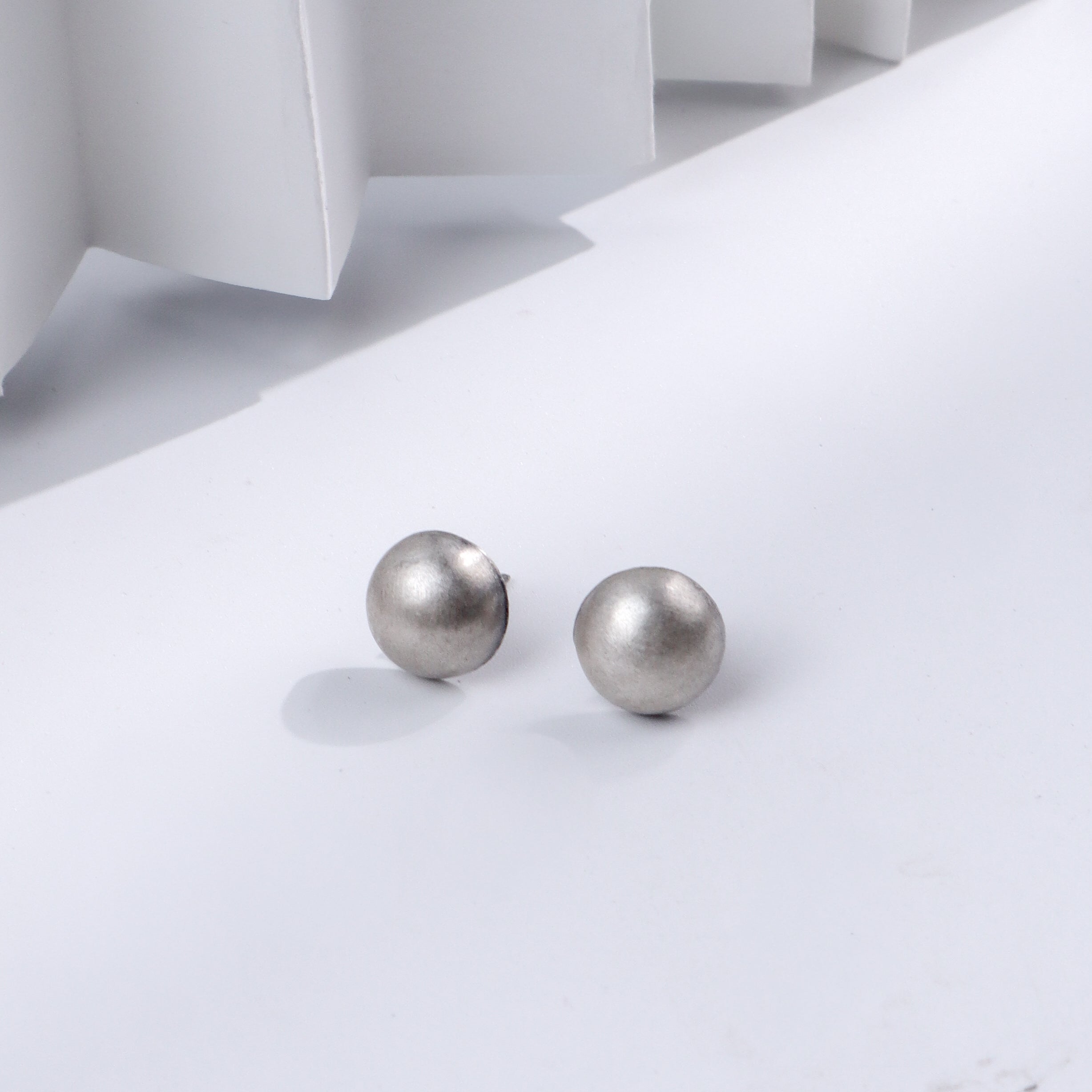 Small Dome Silver Earrings