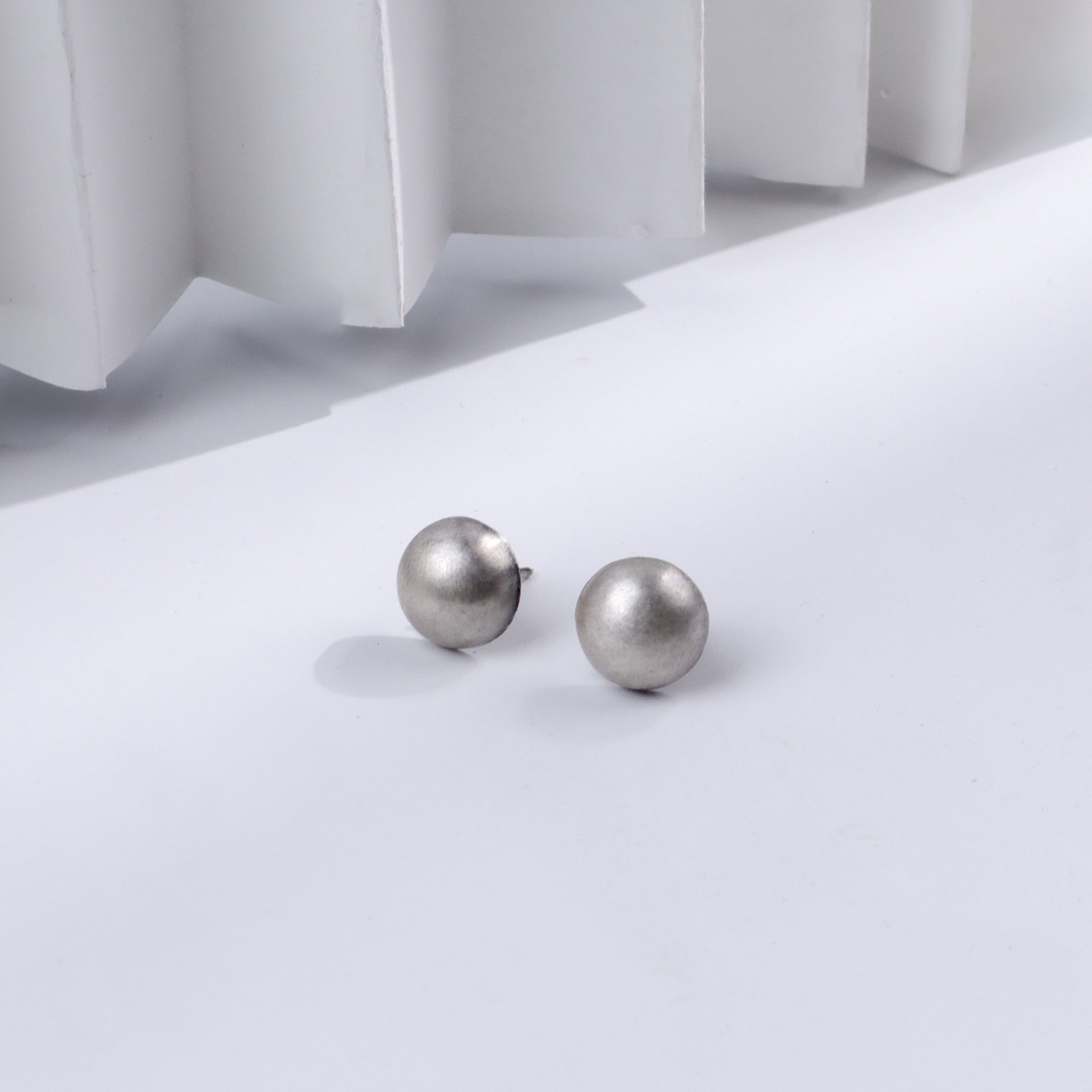 Small Dome Earrings Silver