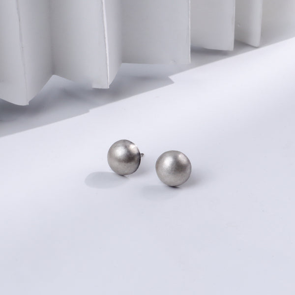 Small Dome Earrings Silver