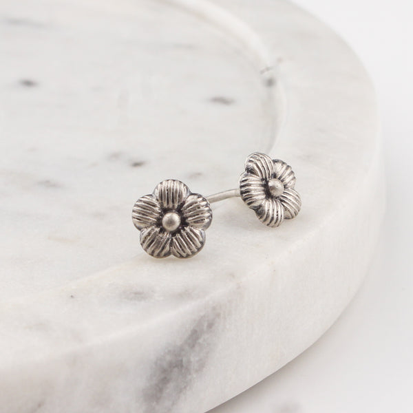 Jaswand Petals Silver Earrings
