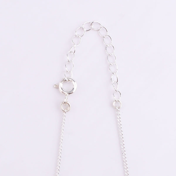 Silver chain with blue apatite gemstone detail