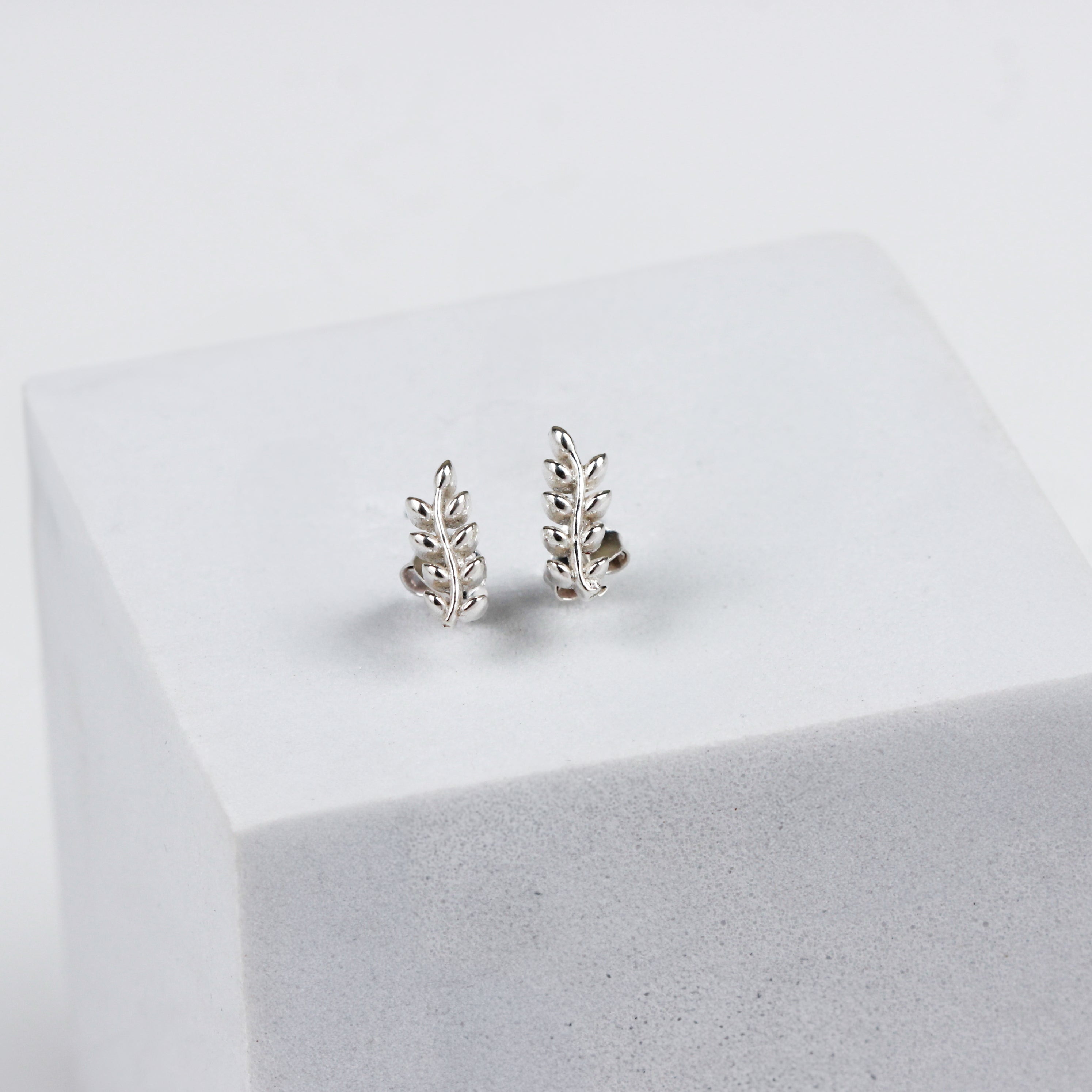 Silver Dainty Leaf Stud