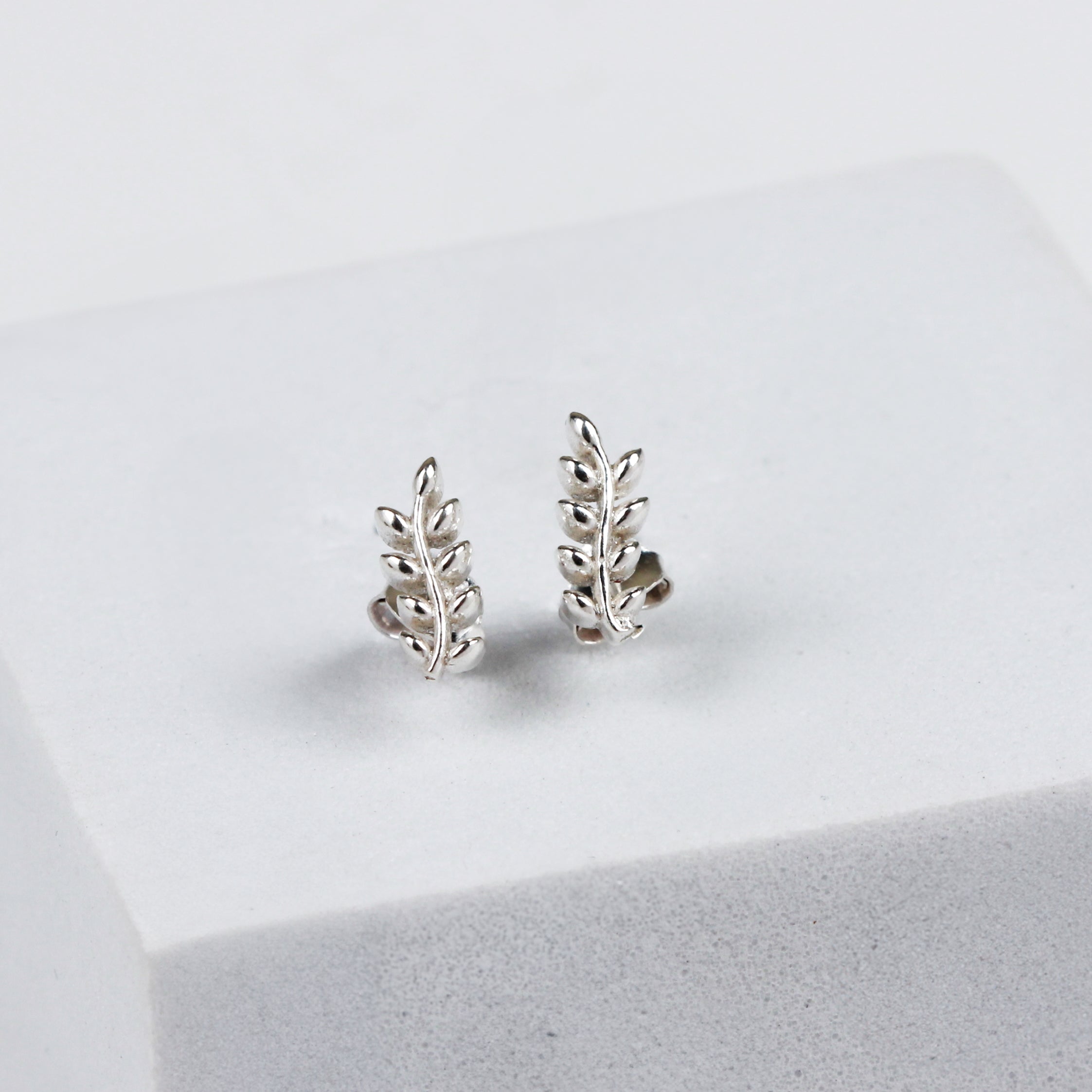 Silver Dainty Leaf Stud