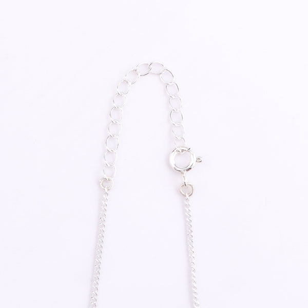 Silver chain with blue jade bead and extension chain