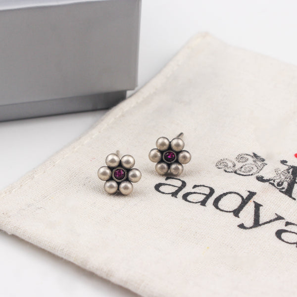 Kudi with pink stone earrings - Small