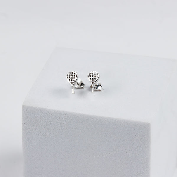 Silver Tennis Racket Stud | 92.5 Silver