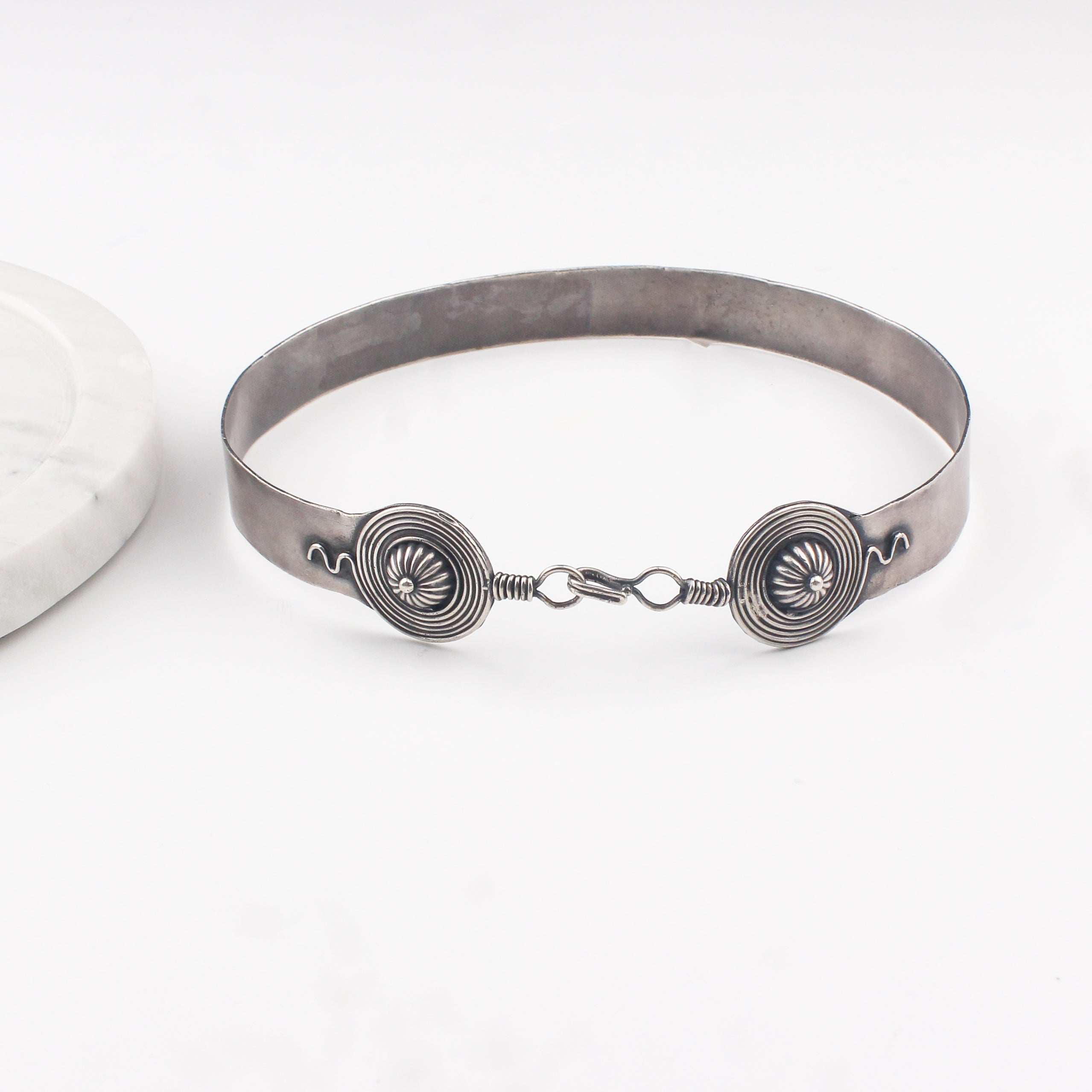 Chitaak: Silver Choker Necklace (Oxidised Finish) | 92.5 Silver (Made to Order)