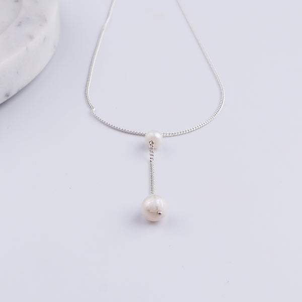 Classic Silver Pearl 'Y' Necklace