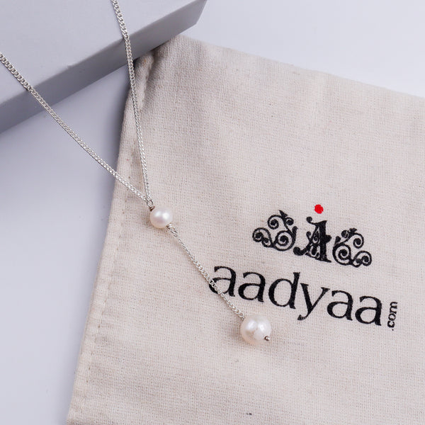 Classic Silver Pearl 'Y' Necklace