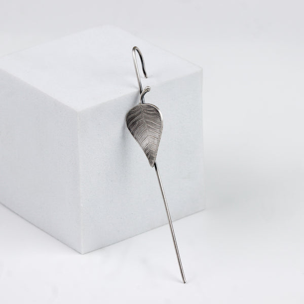 Silver Peepal Motif Single Earcuff
