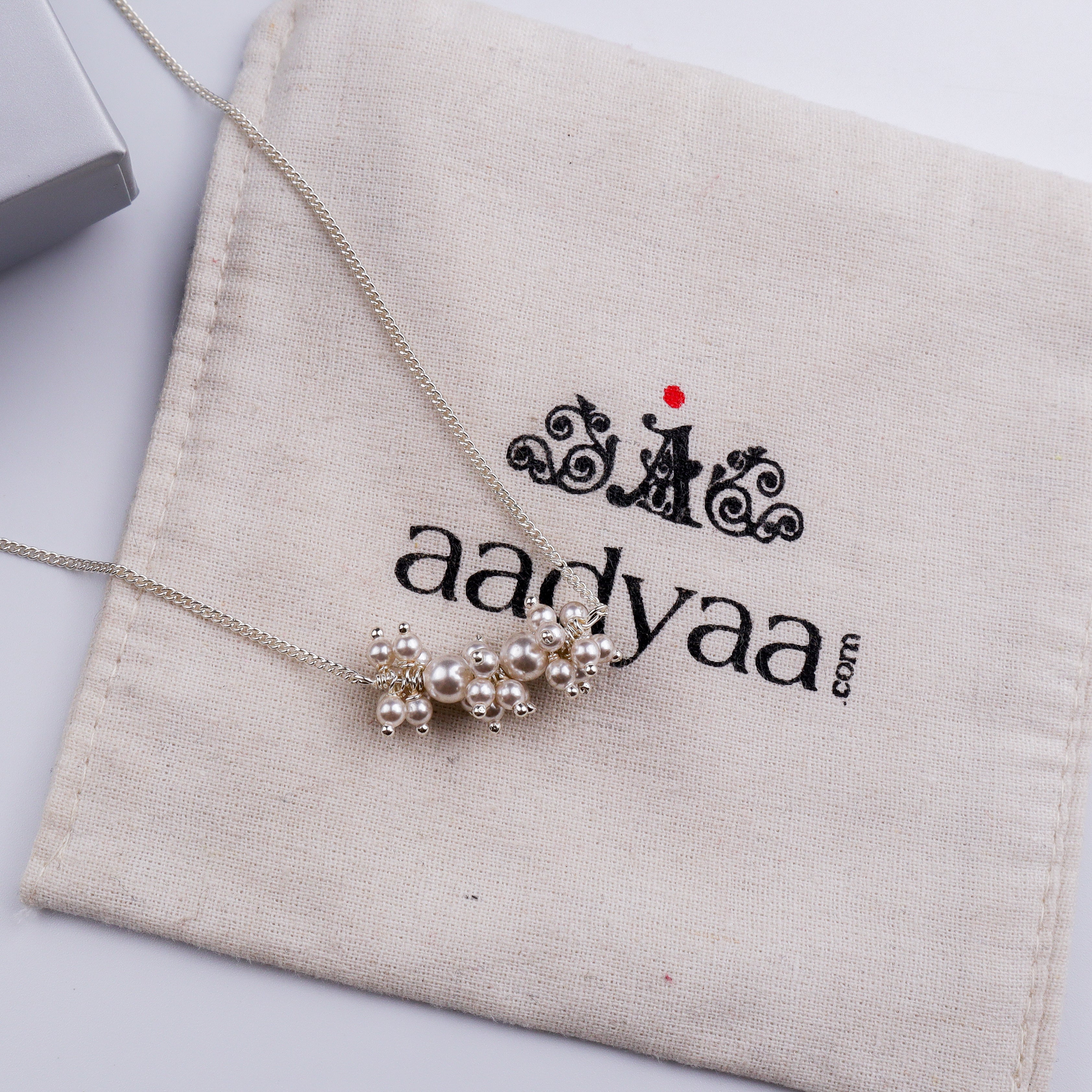 Pearl Bunch Silver Chain Necklace