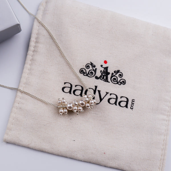 Pearl Bunch Silver Chain Necklace