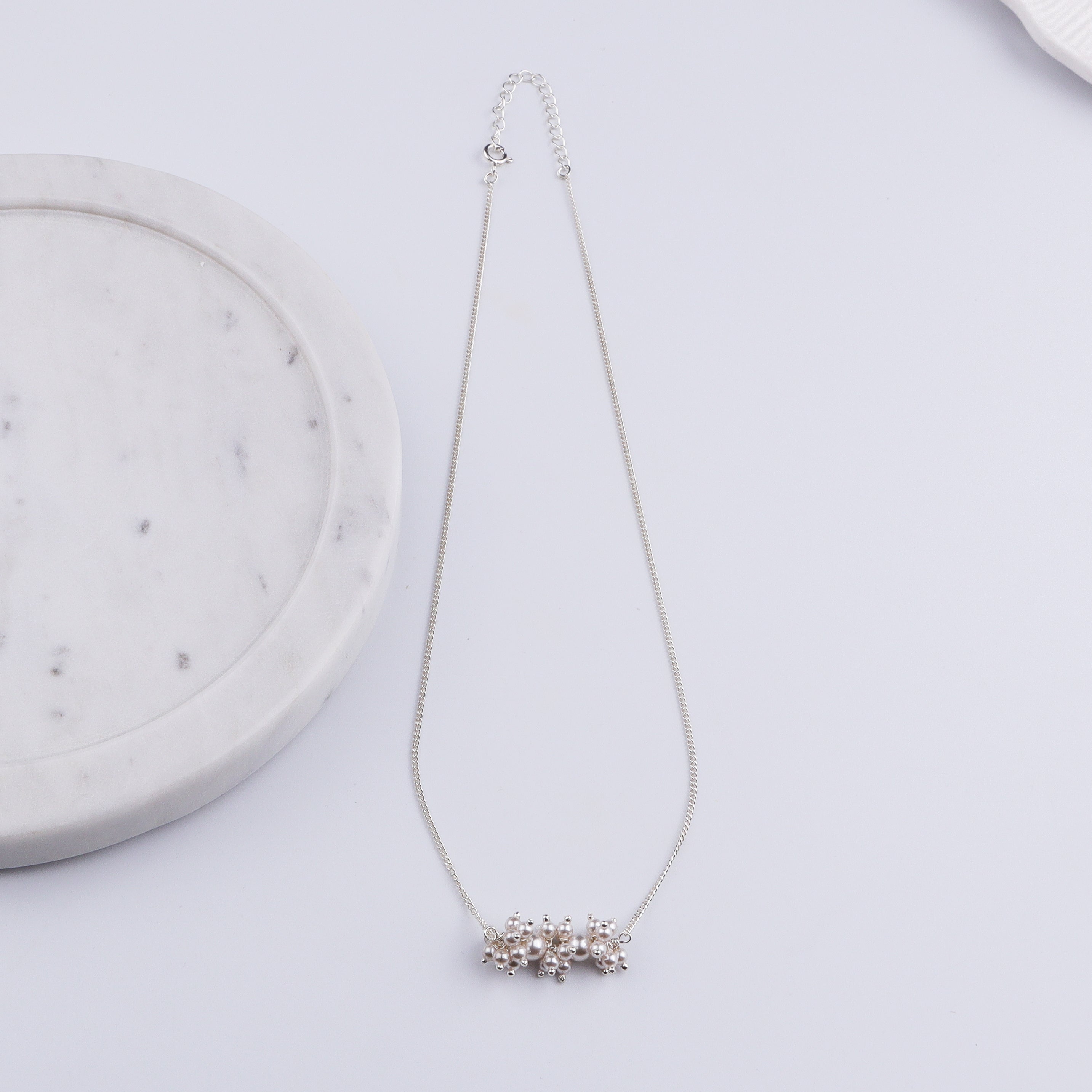 Pearl Bunch Silver Chain Necklace