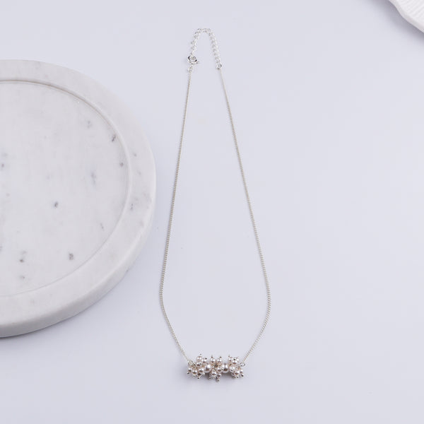 Pearl Bunch Silver Chain Necklace