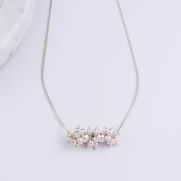 Pearl Bunch Silver Chain Necklace