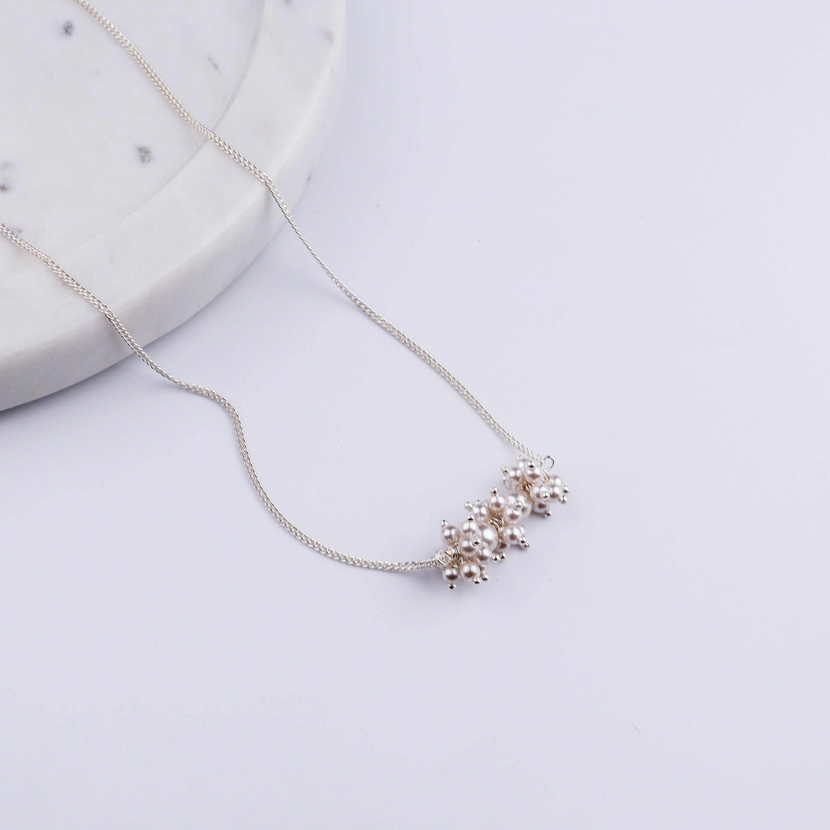 Pearl Bunch Silver Chain Necklace