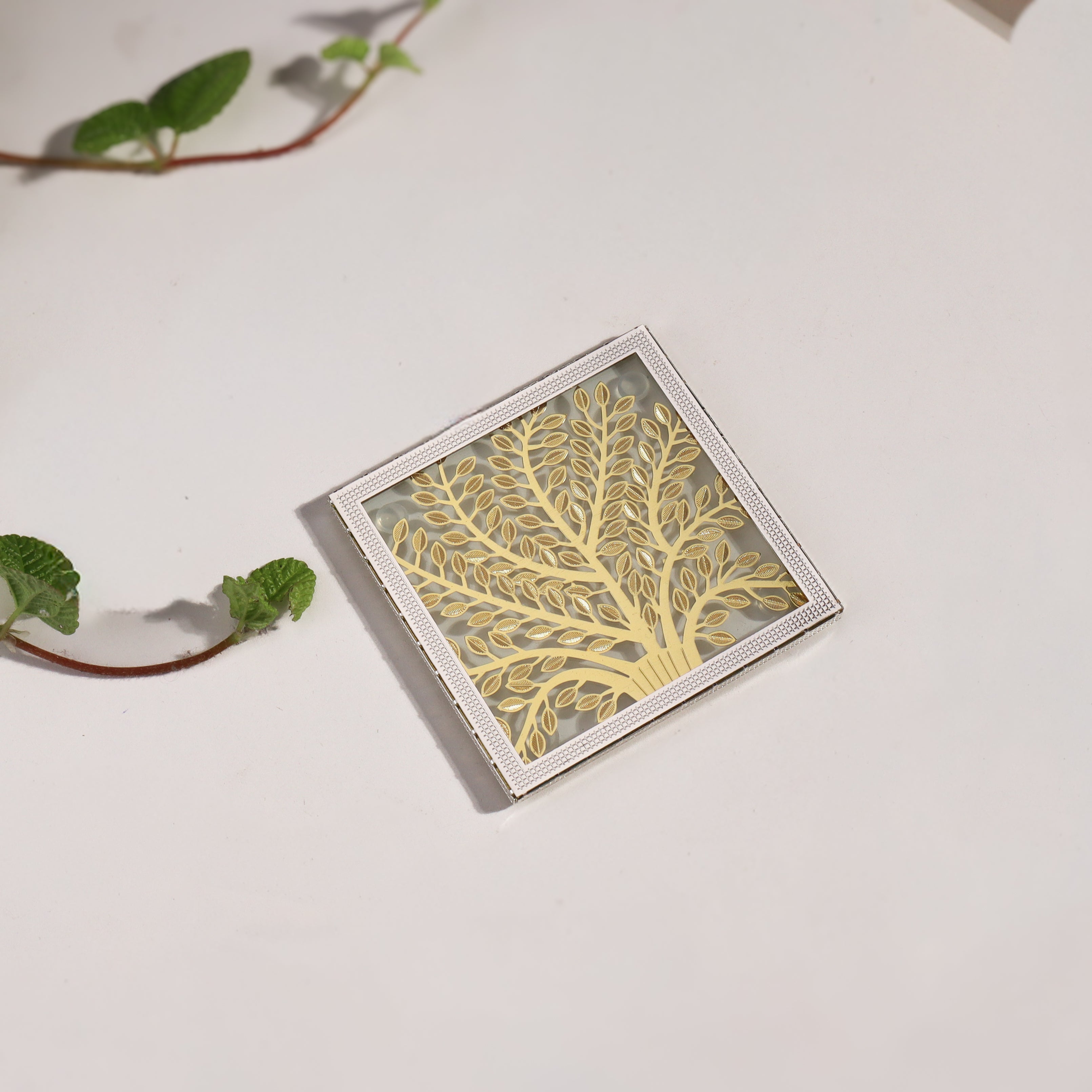 Silver Plated Coaster – Tree of Life (Gold and Silver)