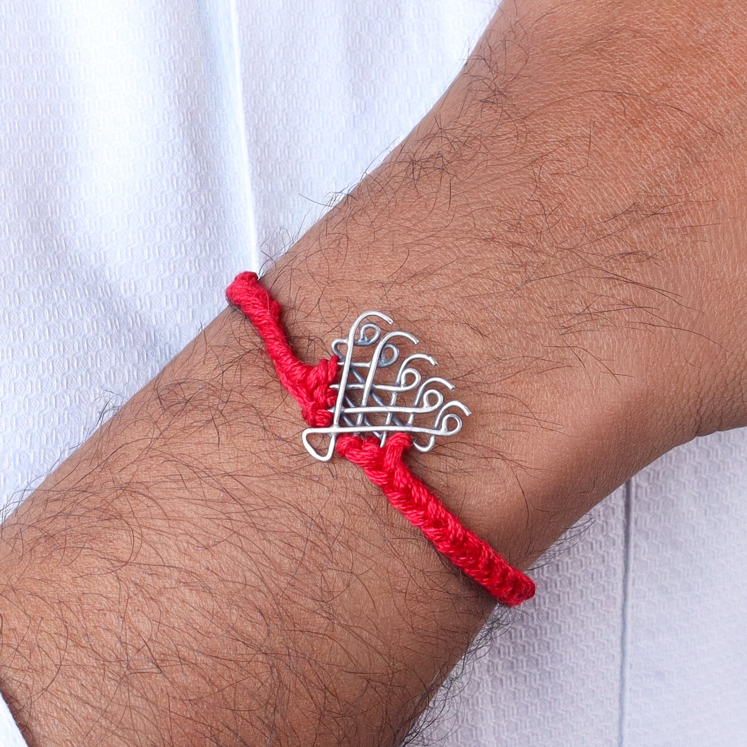 Black Thread Saraswati Bracelet – Small Motif | 92.5 Silver