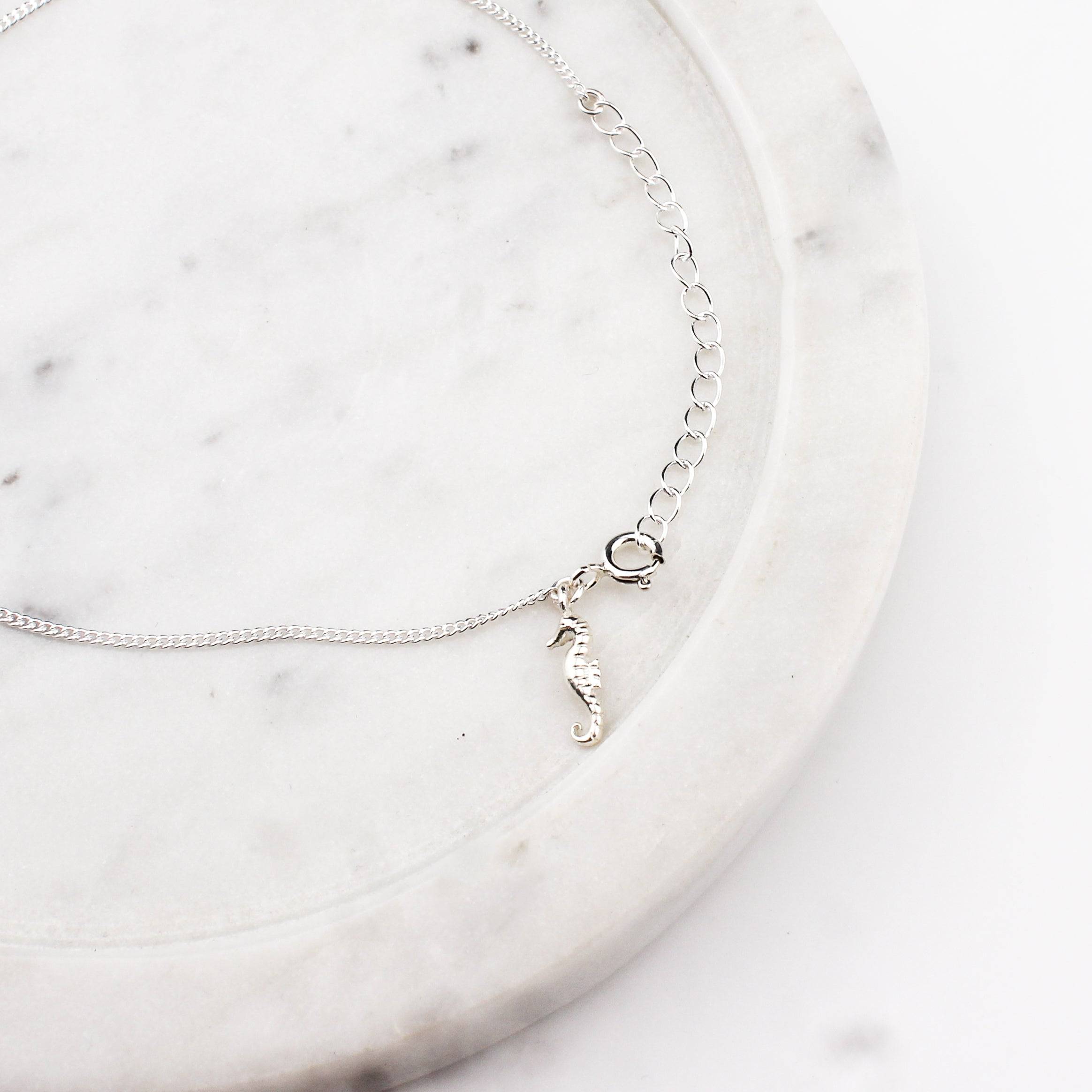 Silver Chain & Seahorse Charm Anklet by House of Aadyaa