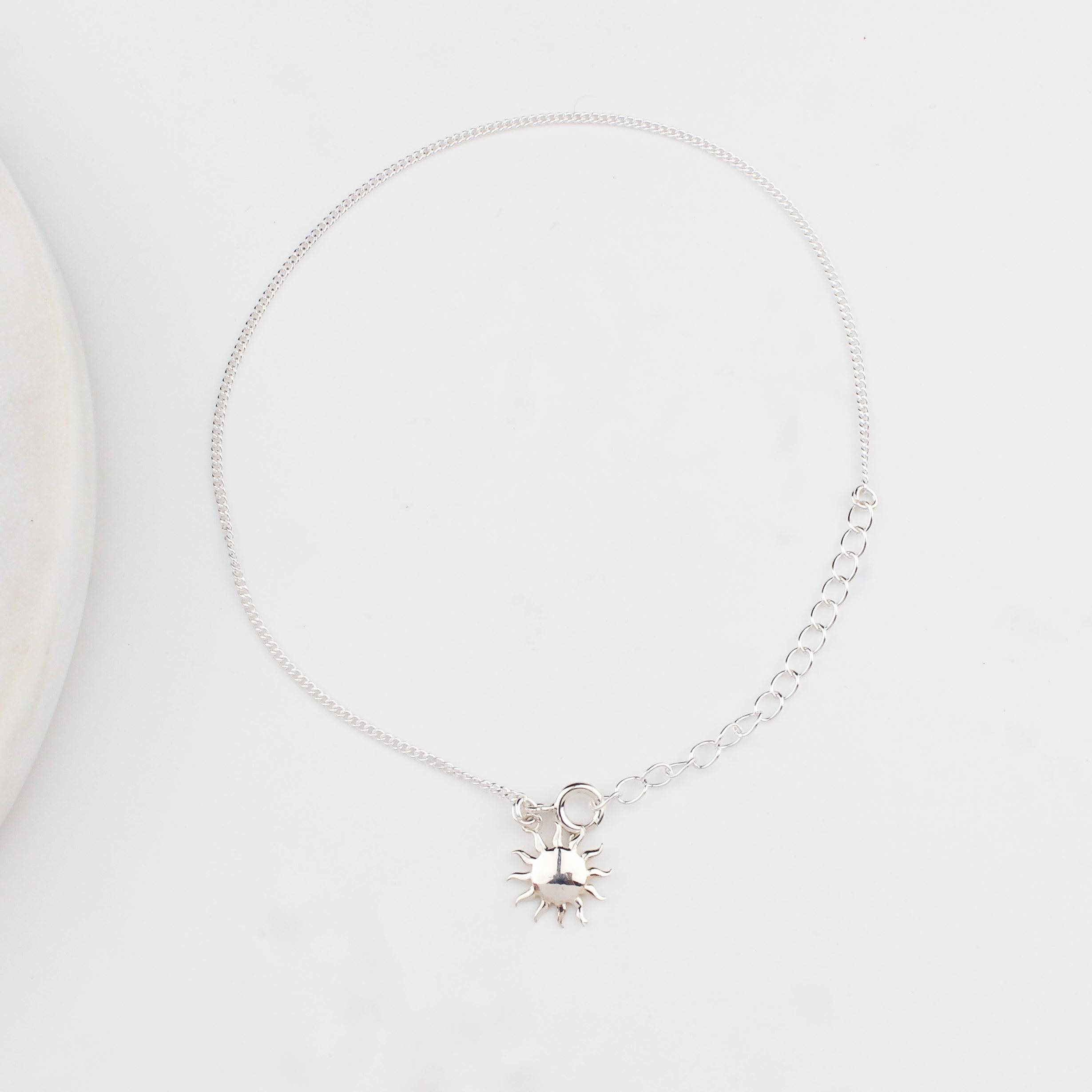 Radiant celestial sun charm silver anklet