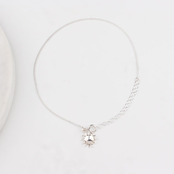 Radiant celestial sun charm silver anklet