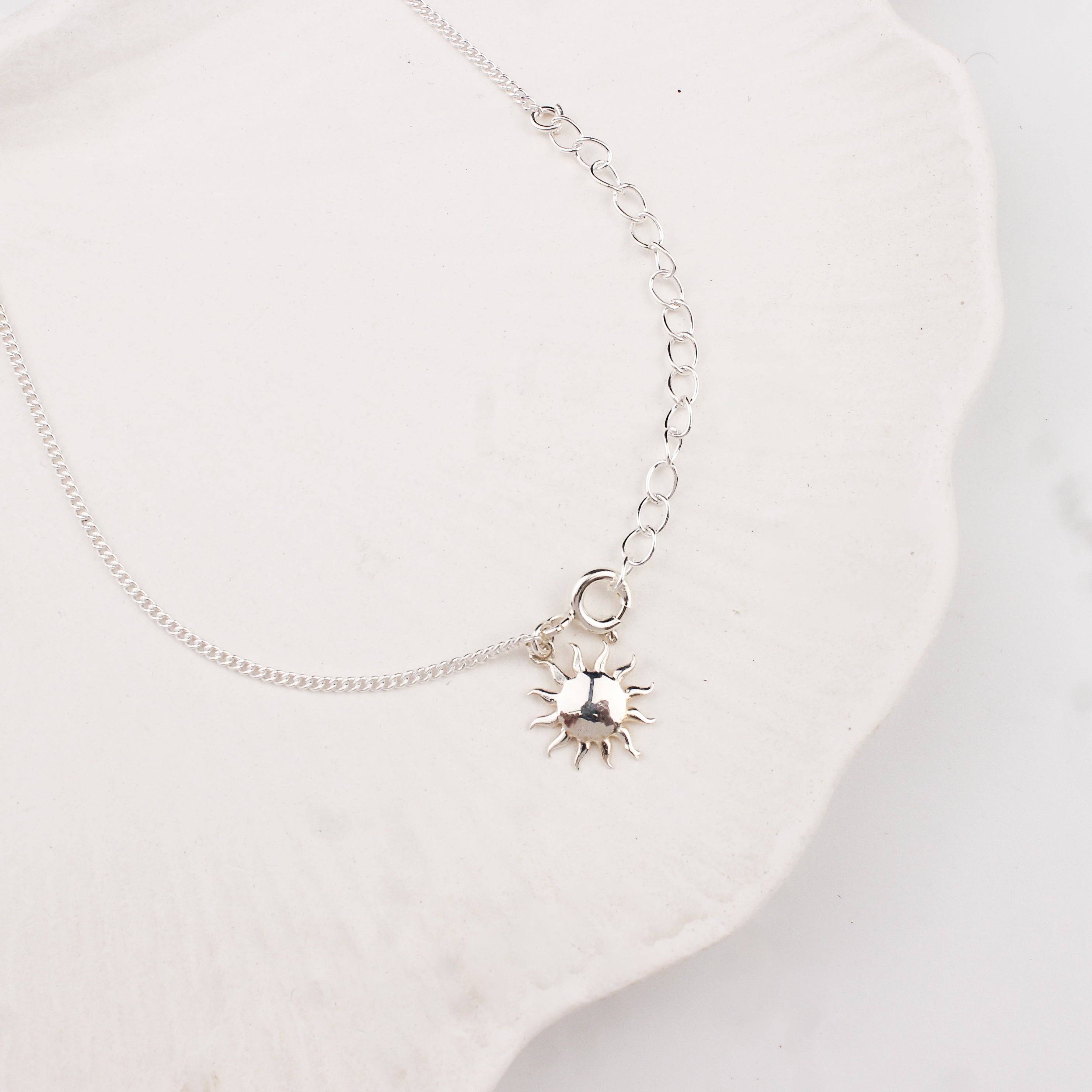 Silver Chain & Sun Charm Anklet by House of Aadyaa
