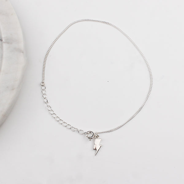 Delicate silver storm charm anklet for women