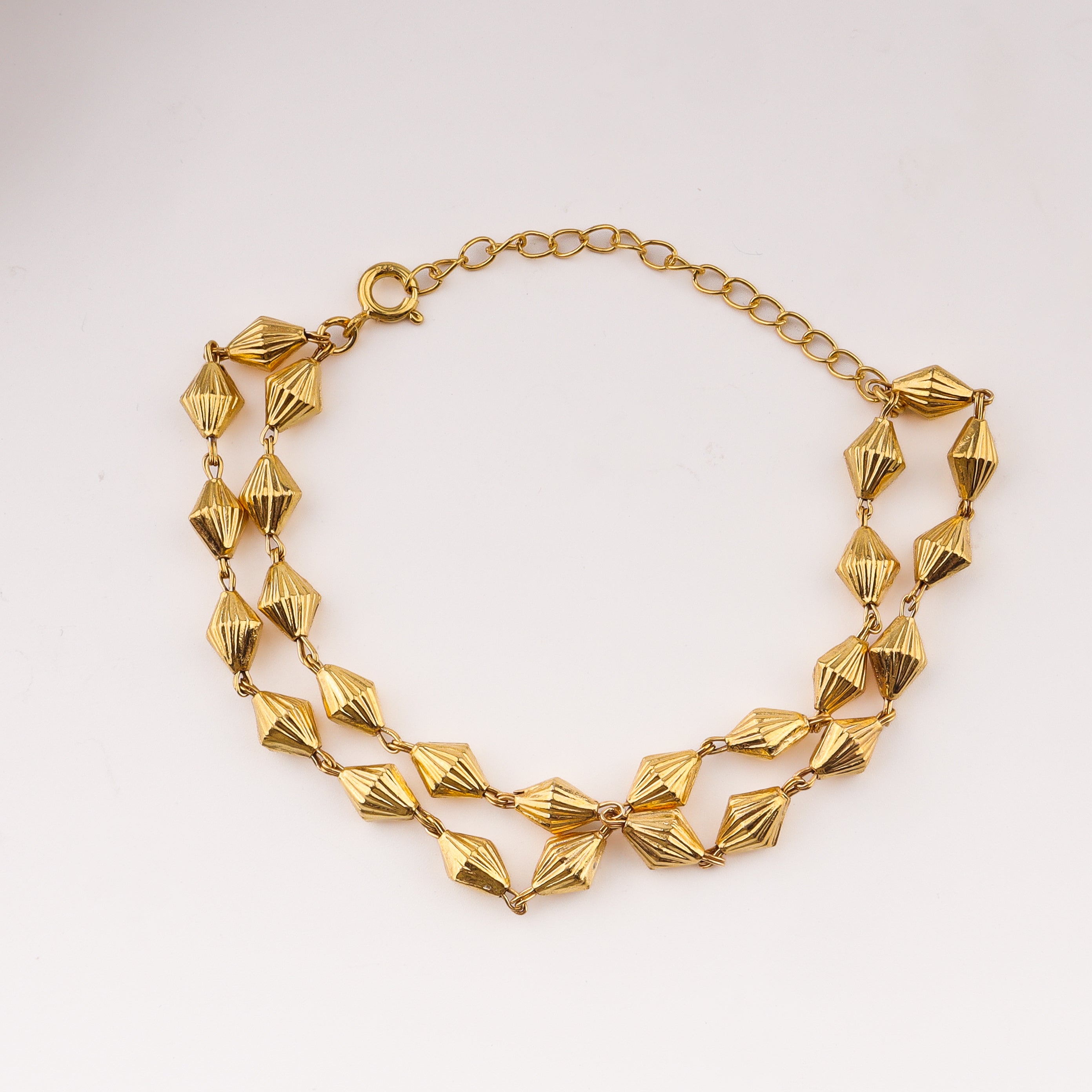 Gold plated double layer silver bead bracelet