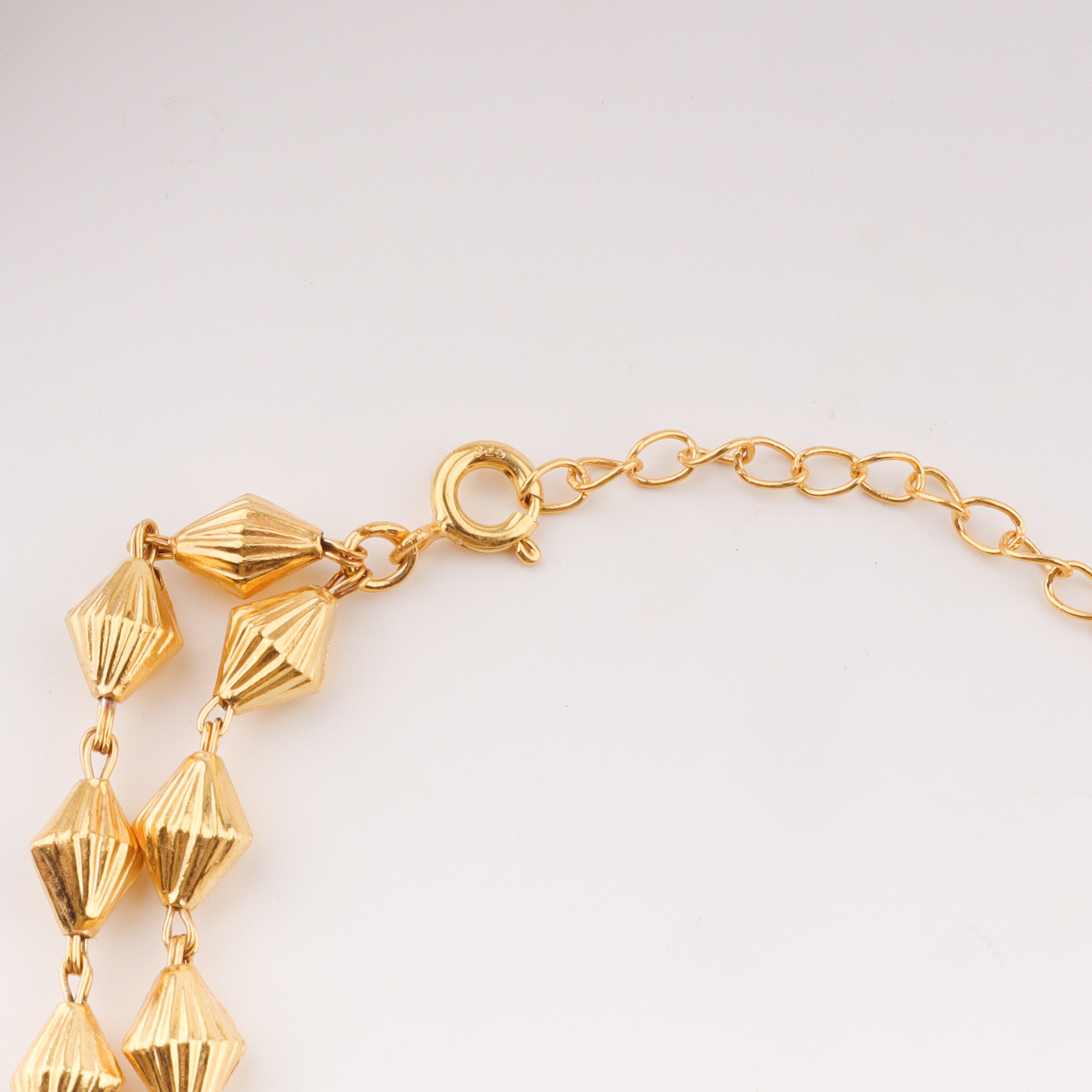 Gold plated double layer silver bead bracelet