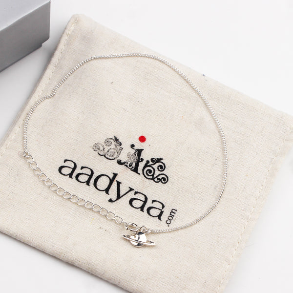 92.5 sterling silver chain anklet with planet charm