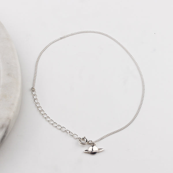Minimal celestial planet charm silver anklet