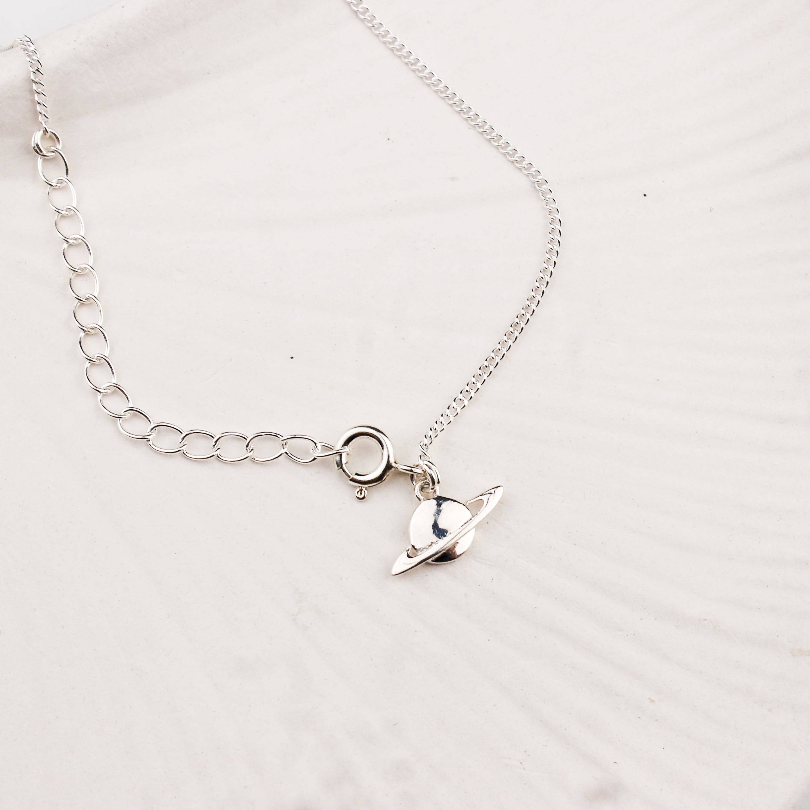 Silver Chain & Planet Charm Anklet by House of Aadyaa