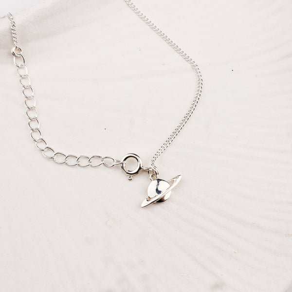 Silver Chain & Planet Charm Anklet by House of Aadyaa