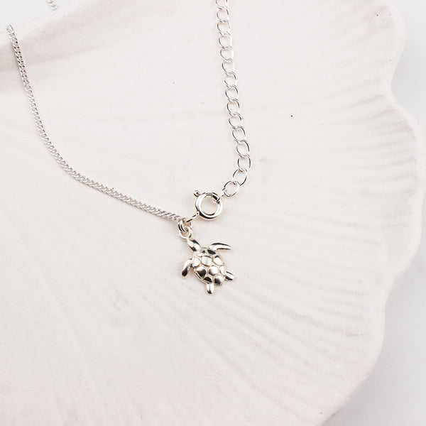 Silver Chain & Turtle Charm Anklet by House of Aadyaa