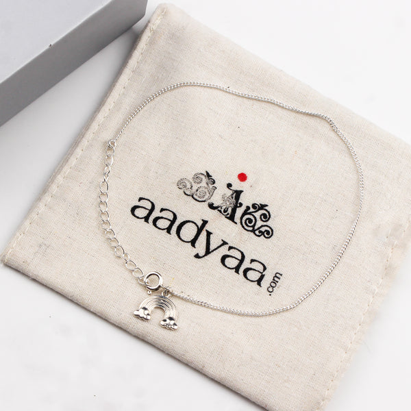 92.5 sterling silver chain anklet with starfish charm