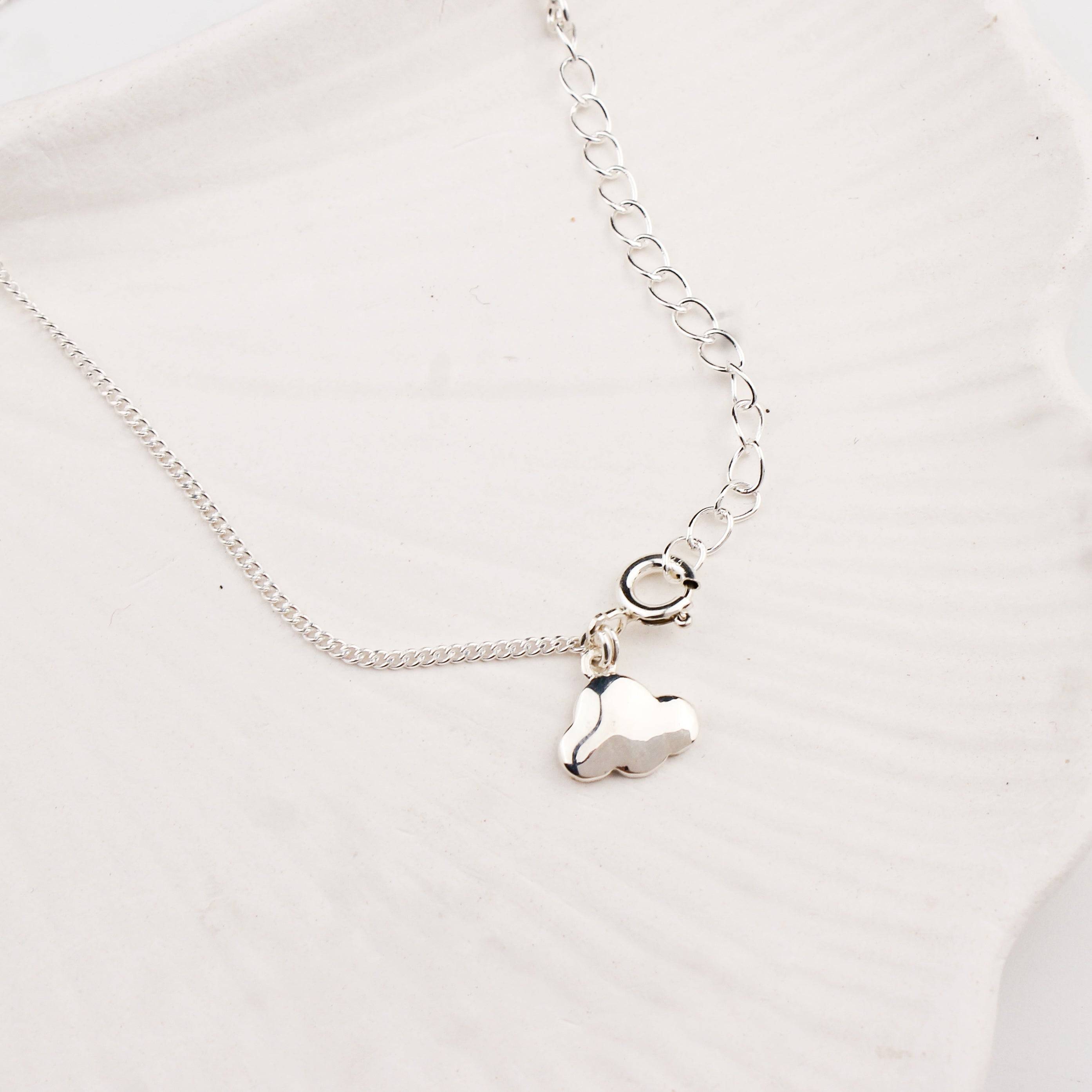 Silver Chain & Cloud Charm Anklet by House of Aadyaa