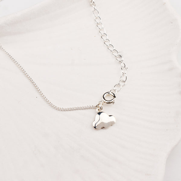 Silver Chain & Cloud Charm Anklet by House of Aadyaa