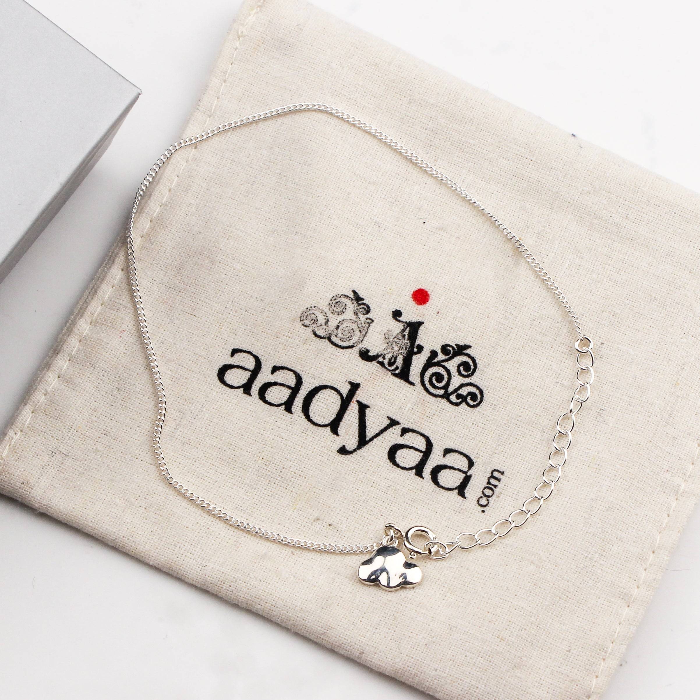 92.5 sterling silver chain anklet with cloud charm