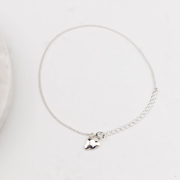 Minimal cloud charm silver anklet for everyday wear