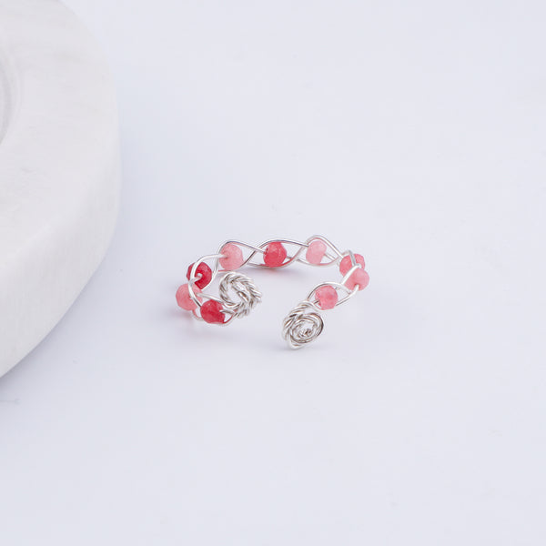 Pink Jade Wrapped Ring (Project Handmade)