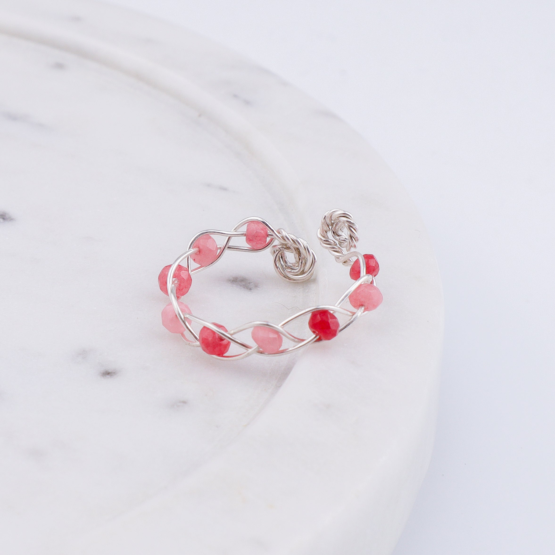 Pink Jade Wrapped Ring (Project Handmade)