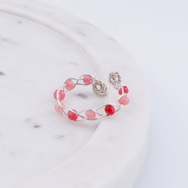 Pink Jade Wrapped Ring (Project Handmade)