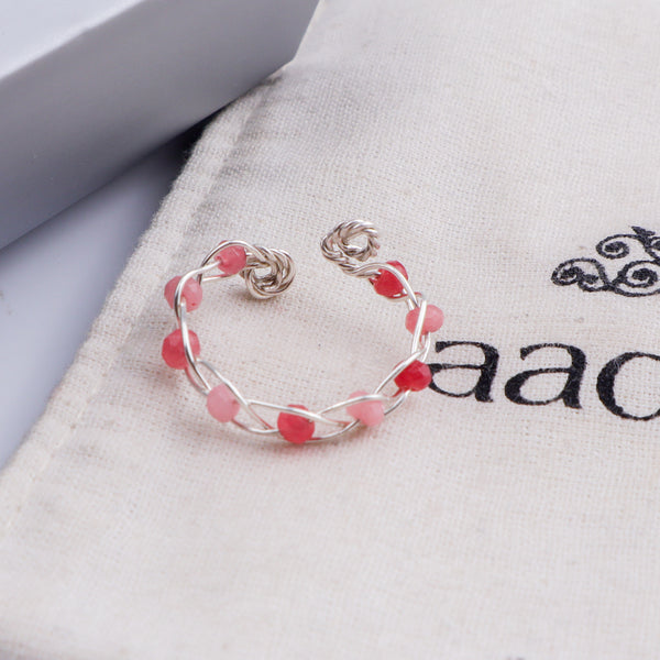 Pink Jade Wrapped Ring (Project Handmade)