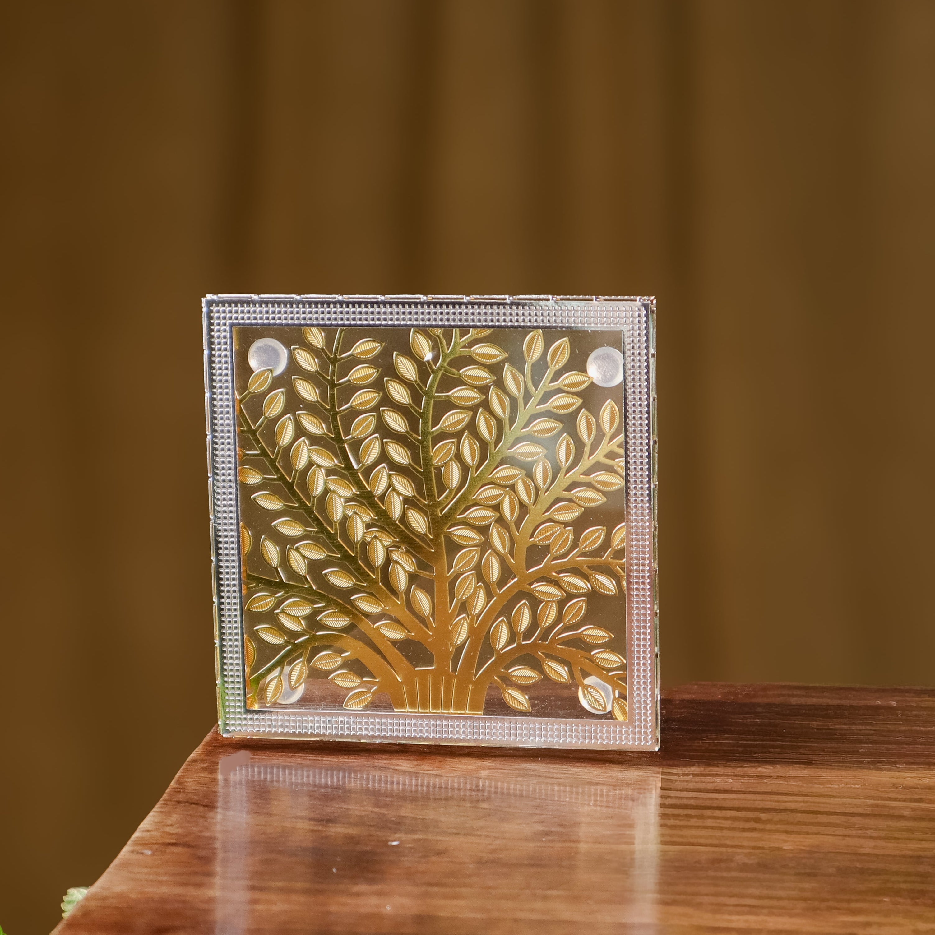 Silver Plated Coaster – Tree of Life (Gold and Silver)