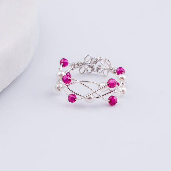 Ruby & Pearl Twisted Ring (Project Handmade)