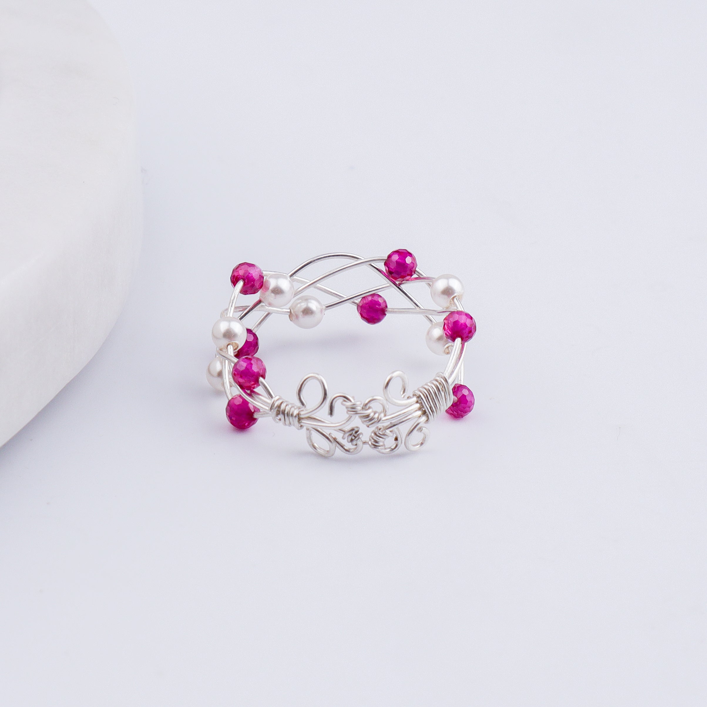 Ruby & Pearl Twisted Ring (Project Handmade)