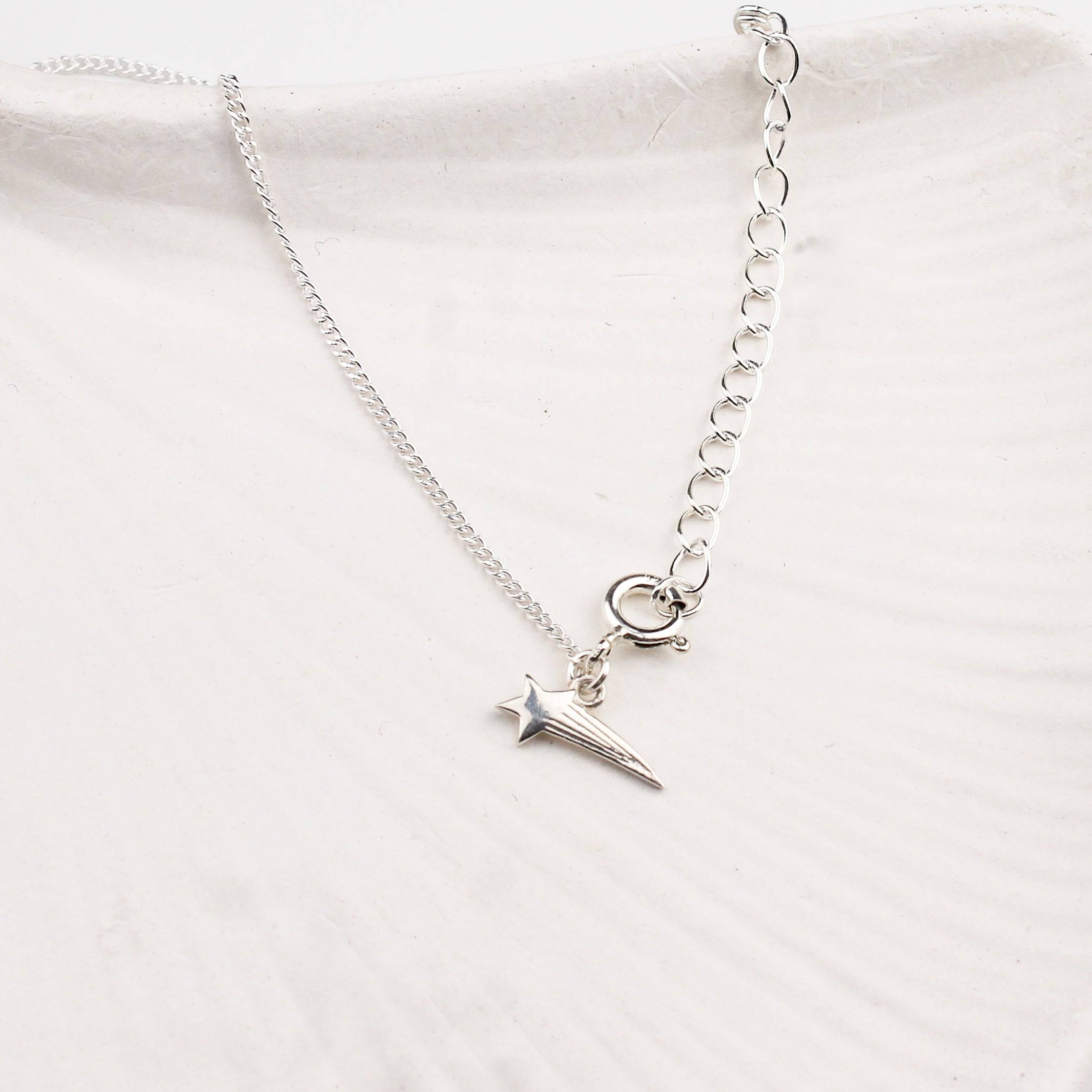 Silver Chain & Shooting Star Charm Anklet by House of Aadyaa