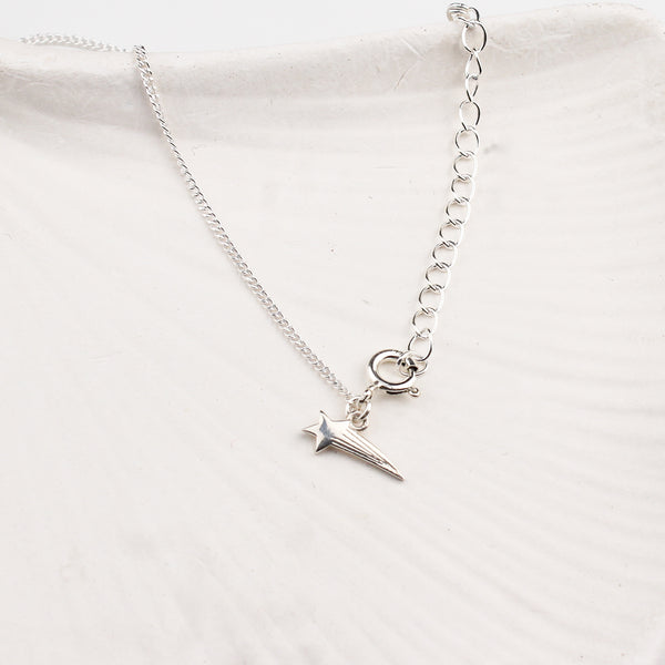 Silver Chain & Shooting Star Charm Anklet by House of Aadyaa