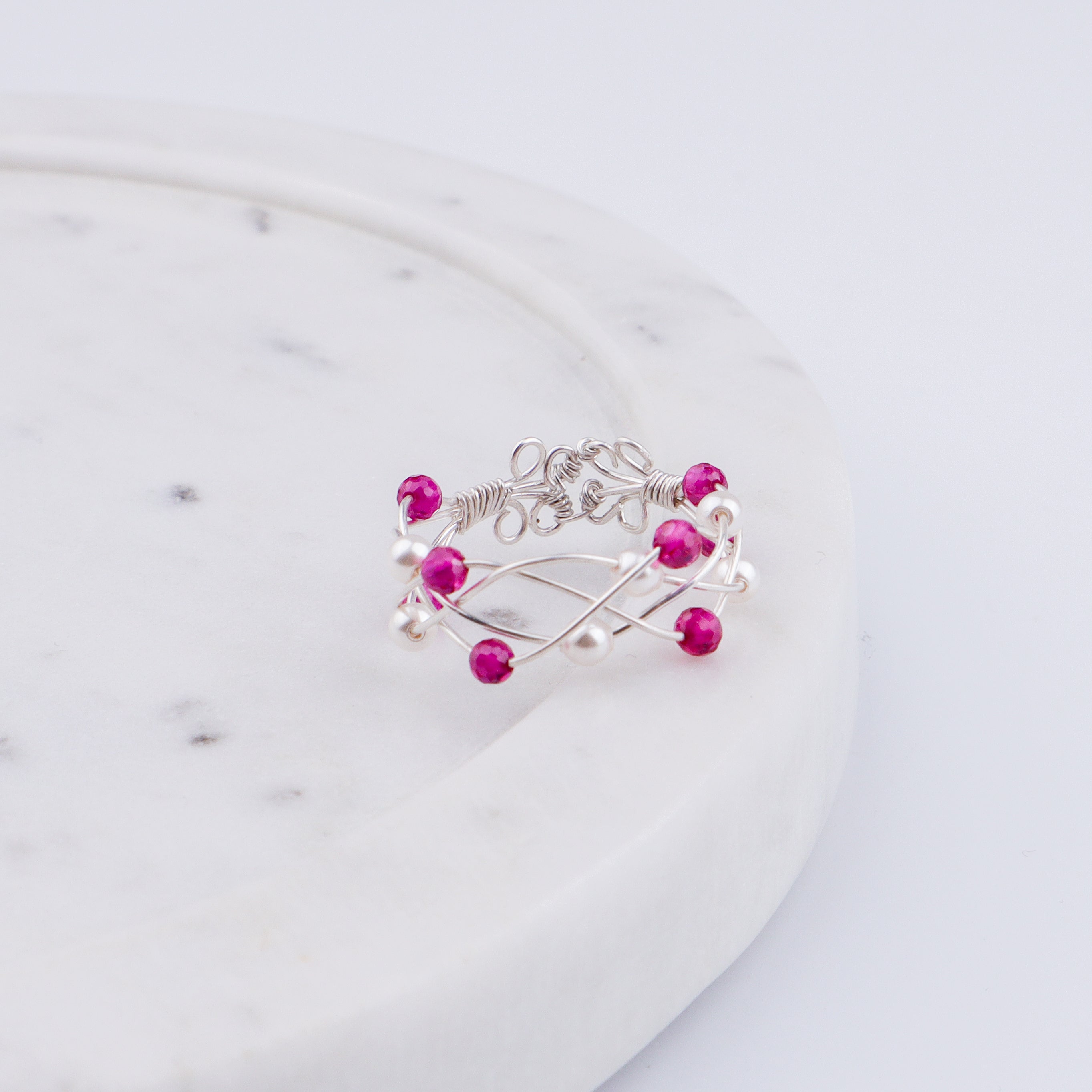 Ruby & Pearl Twisted Ring (Project Handmade)