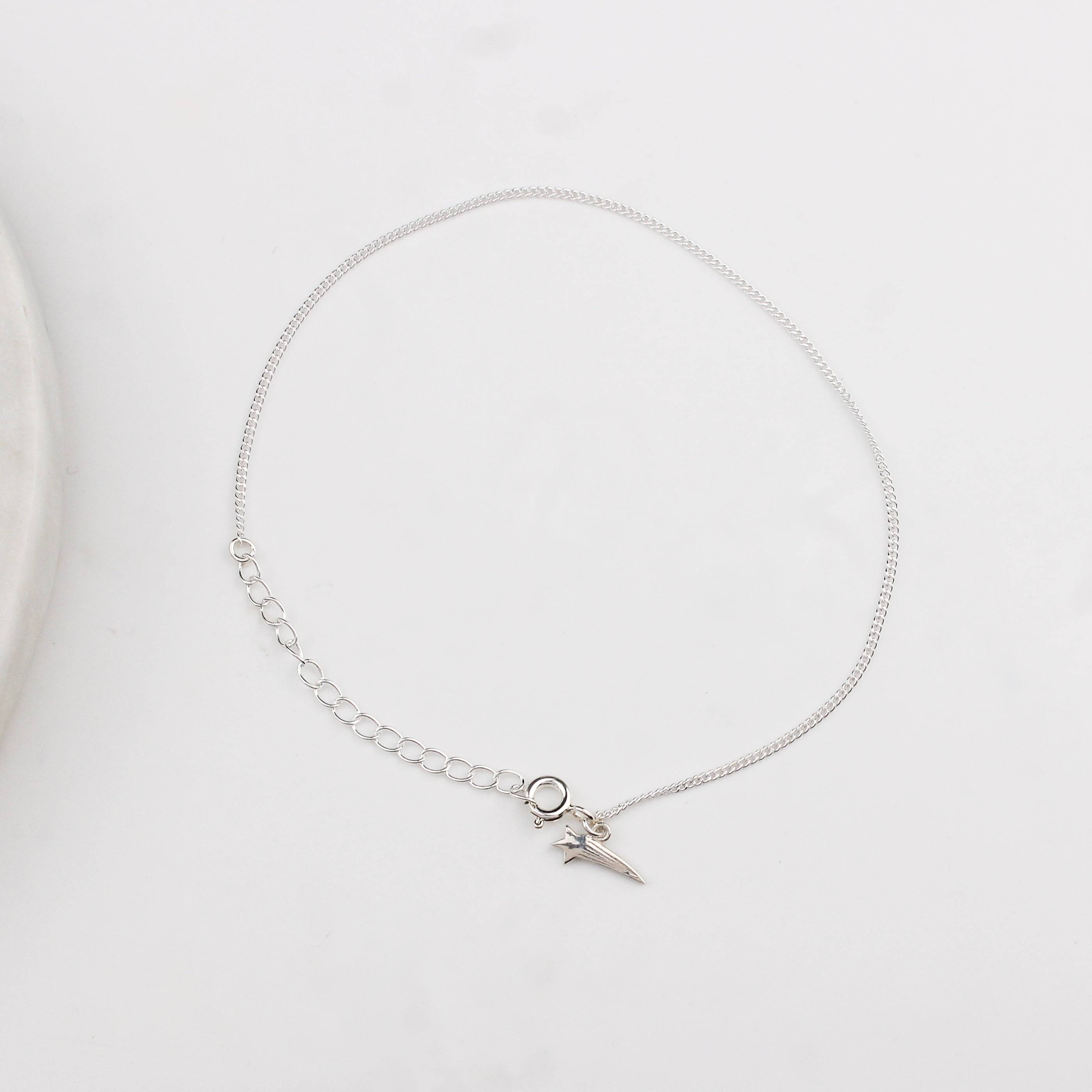 Dreamy celestial shooting star silver anklet